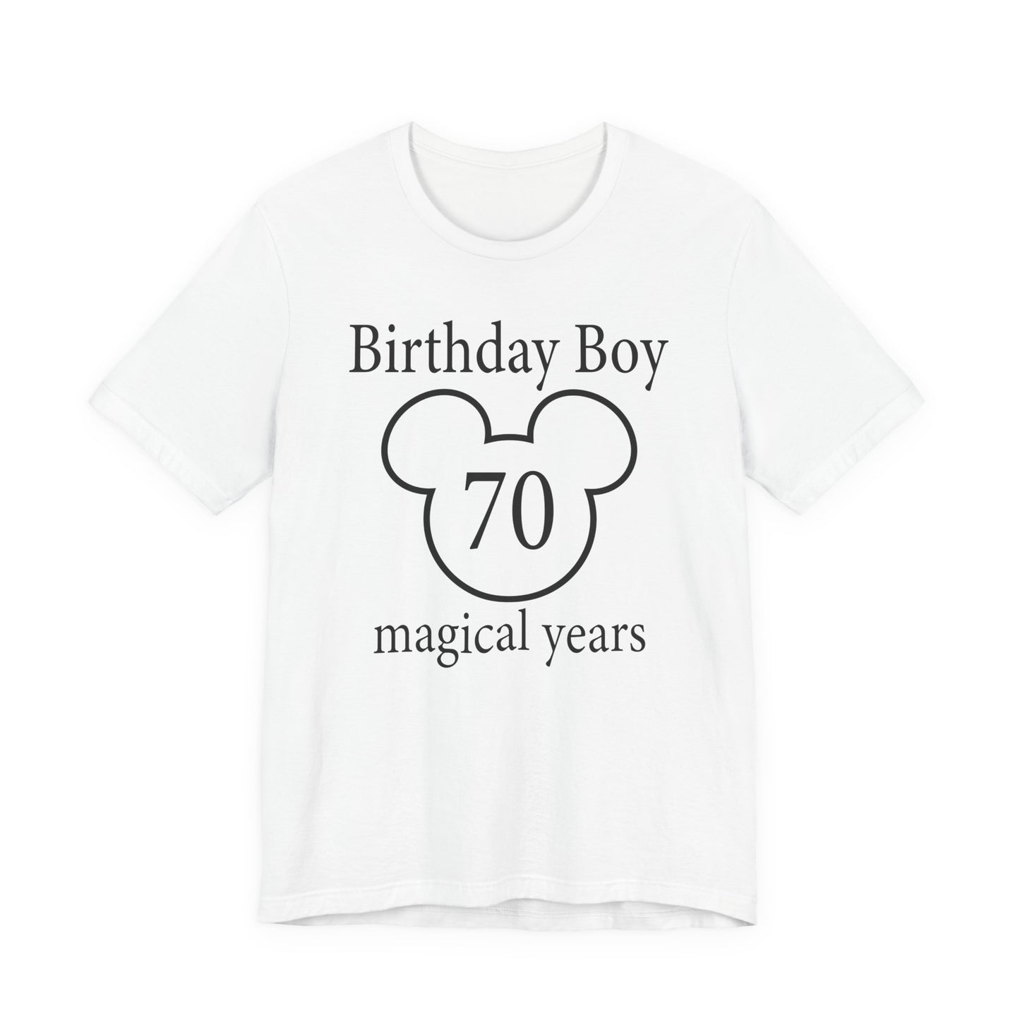 Magical 70th Birthday Boy Tee, Birthday T-shirt, Party Wear, Gift for 70th Birthday, Mouse Motif, Celebration Shirt, Theme Park-themed Gift