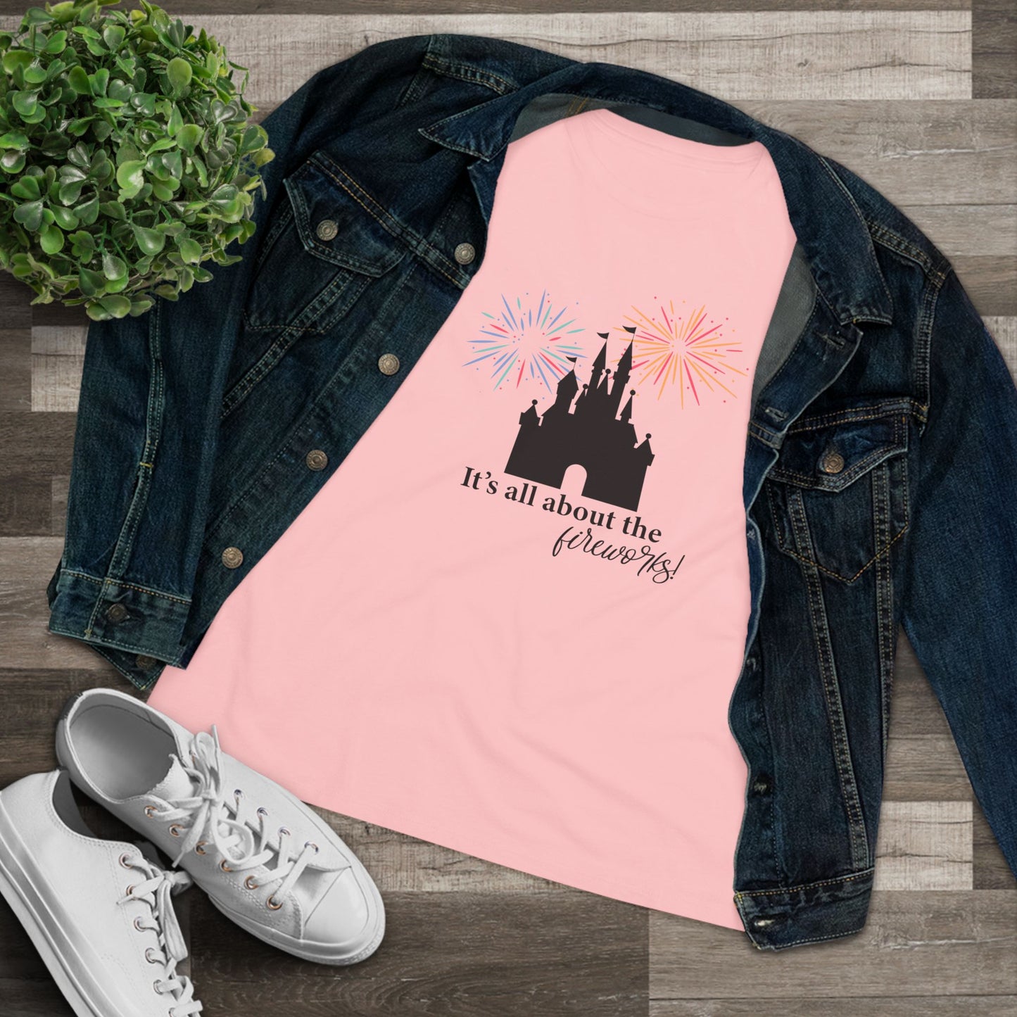 Women's Fireworks Magic Tee, Comfortable Cotton T-Shirt, Perfect for Theme Parks, Casual Wear, Summer Fun, Fireworks