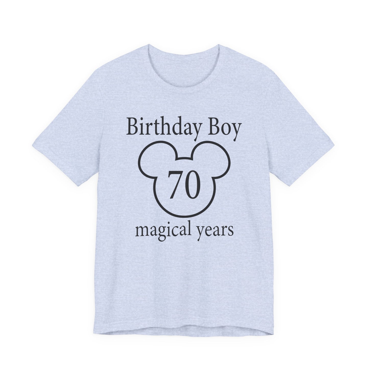 Magical 70th Birthday Boy Tee, Birthday T-shirt, Party Wear, Gift for 70th Birthday, Mouse Motif, Celebration Shirt, Theme Park-themed Gift