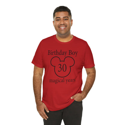 Magical 30th Birthday Boy Tee, Birthday T-shirt, Party Wear, Gift for 30th Birthday, Mouse Motif, Celebration Shirt, Theme Park-themed Gift