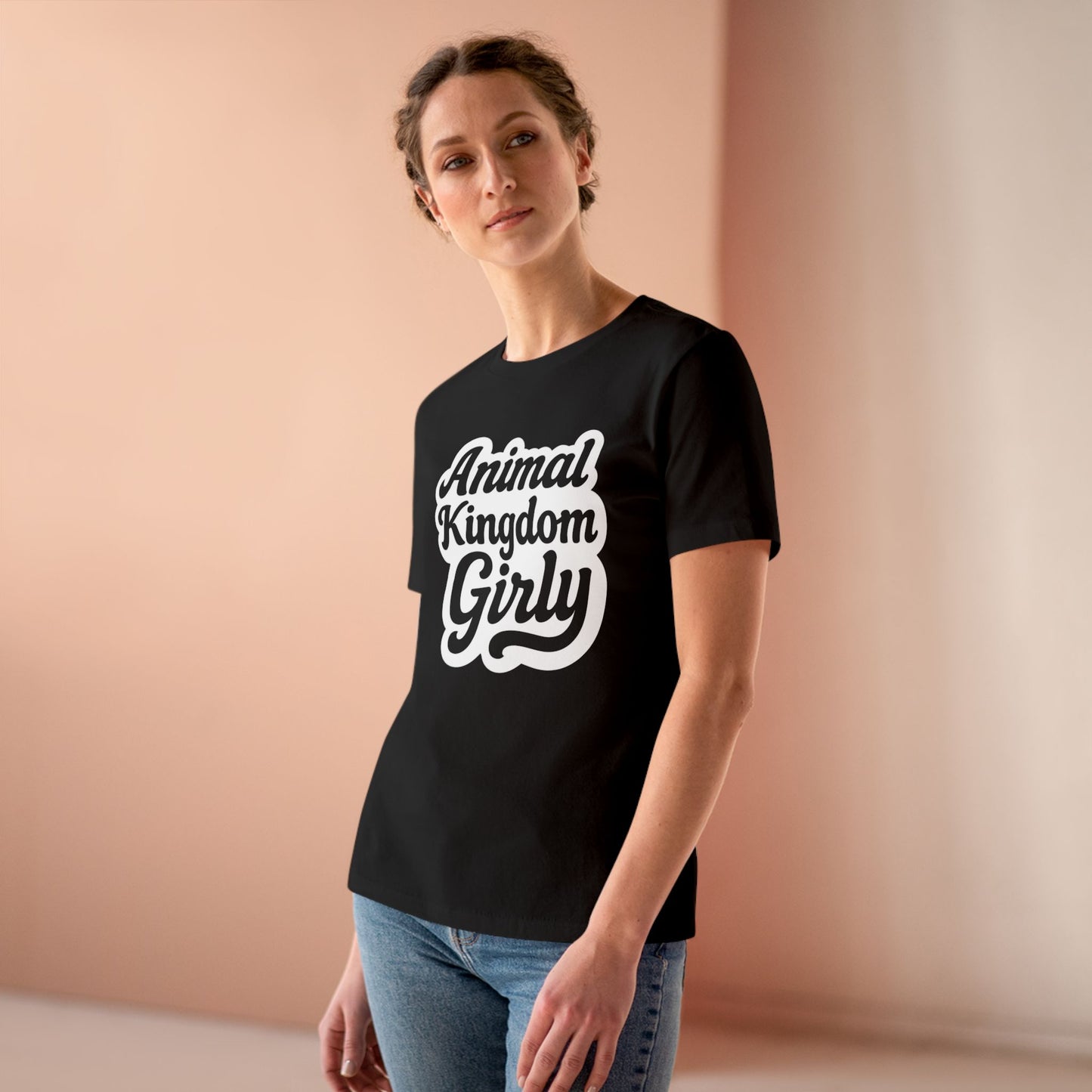 Nature's Kingdom Girly Women's Cotton Tee - Cute Casual T-Shirt, Gift for Animal Lovers, Girly Apparel, Nature Shirt, Sustainable Fashion