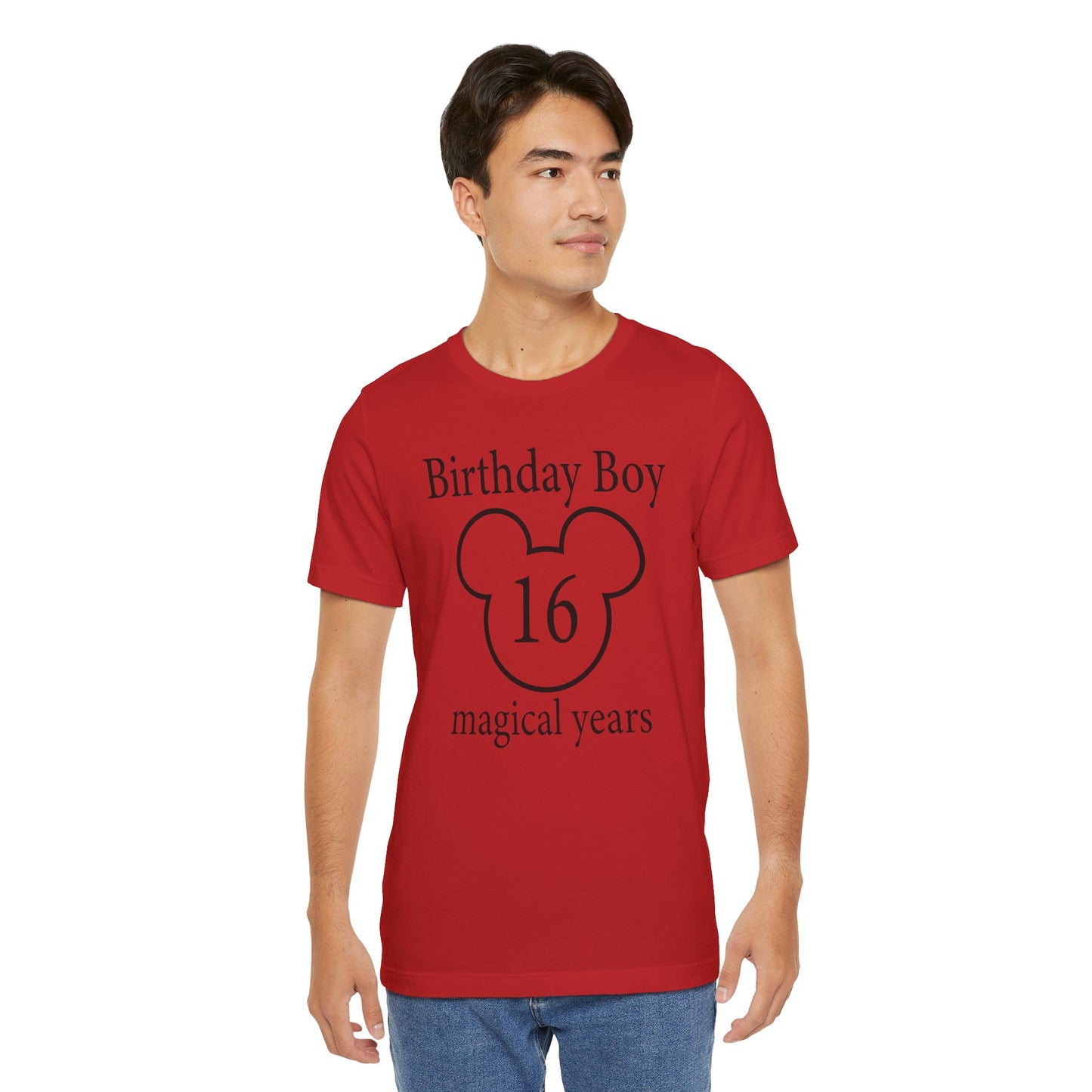 Magical 16th Birthday Boy Tee, Birthday T-shirt, Party Wear, Gift for 16th Birthday, Celebration Shirt, Mouse Motif, Theme Park-themed Gift