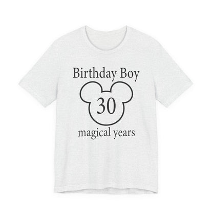 Magical 30th Birthday Boy Tee, Birthday T-shirt, Party Wear, Gift for 30th Birthday, Mouse Motif, Celebration Shirt, Theme Park-themed Gift