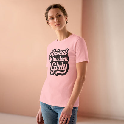 Nature's Kingdom Girly Women's Cotton Tee - Cute Casual T-Shirt, Gift for Animal Lovers, Girly Apparel, Nature Shirt, Sustainable Fashion