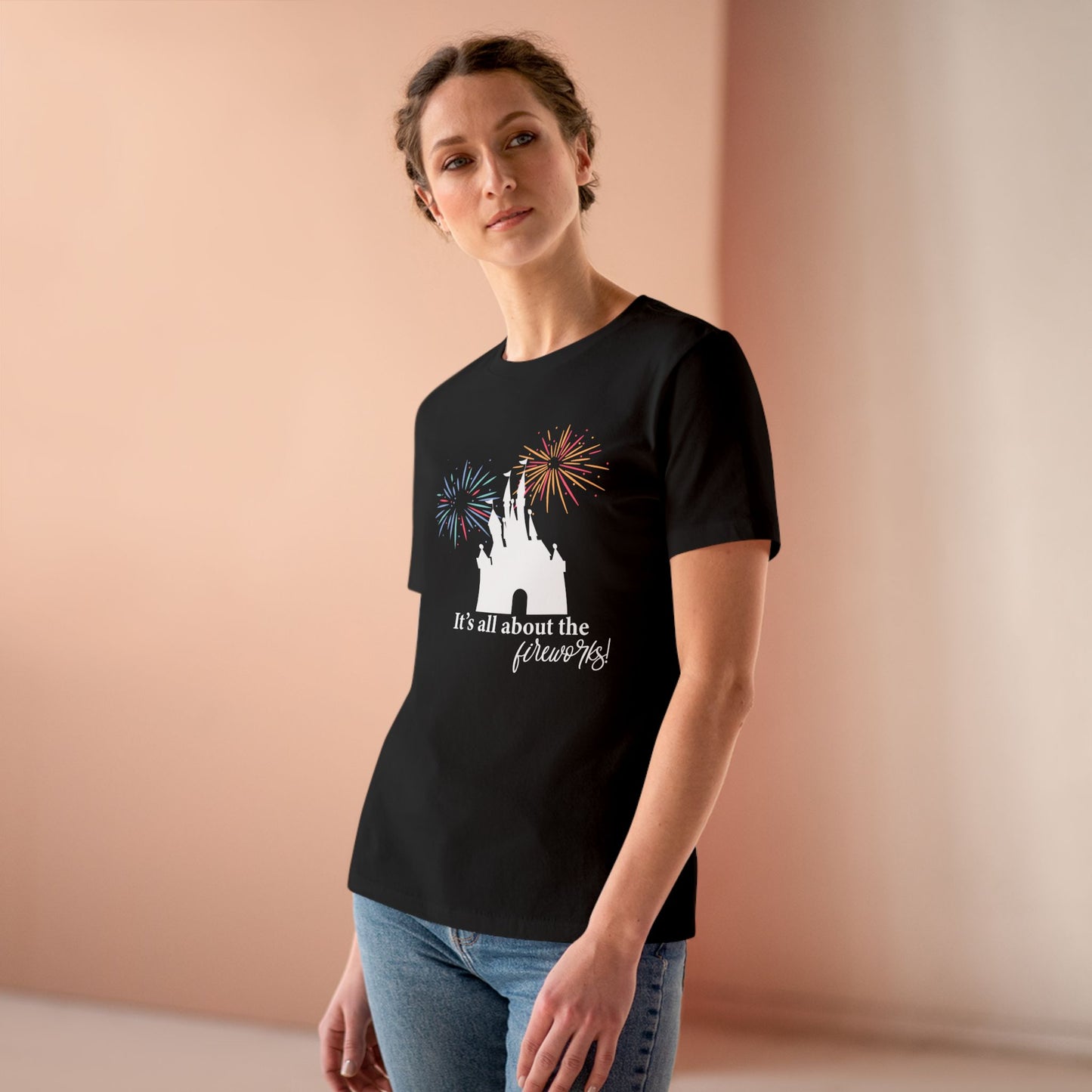 Women's Fireworks Magic Tee, Comfortable Cotton T-Shirt, Perfect for Theme Parks, Casual Wear, Summer Fun, Fireworks