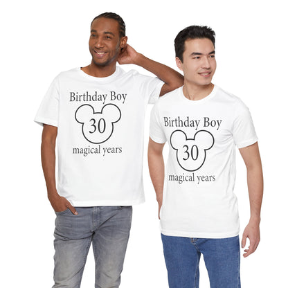 Magical 30th Birthday Boy Tee, Birthday T-shirt, Party Wear, Gift for 30th Birthday, Mouse Motif, Celebration Shirt, Theme Park-themed Gift