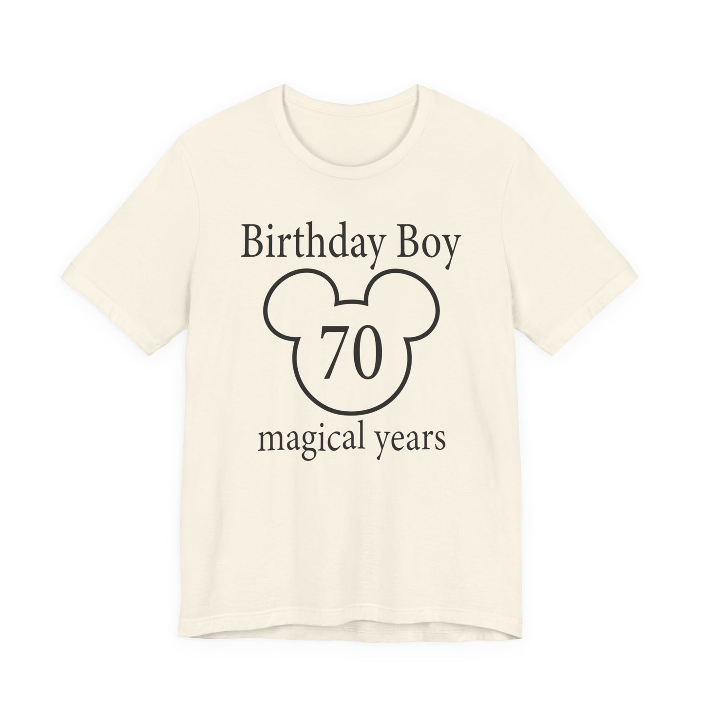 Magical 70th Birthday Boy Tee, Birthday T-shirt, Party Wear, Gift for 70th Birthday, Mouse Motif, Celebration Shirt, Theme Park-themed Gift