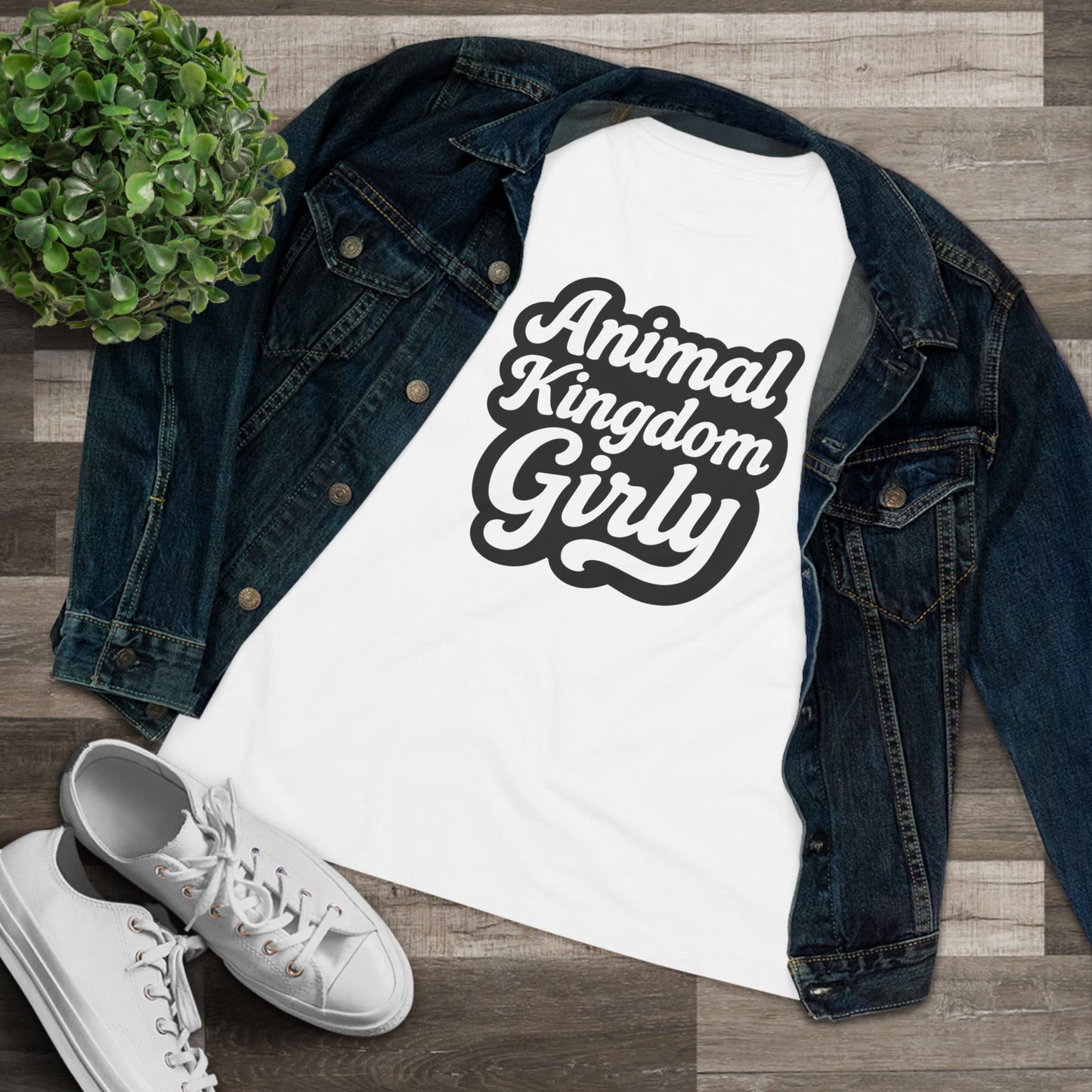 Nature's Kingdom Girly Women's Cotton Tee - Cute Casual T-Shirt, Gift for Animal Lovers, Girly Apparel, Nature Shirt, Sustainable Fashion