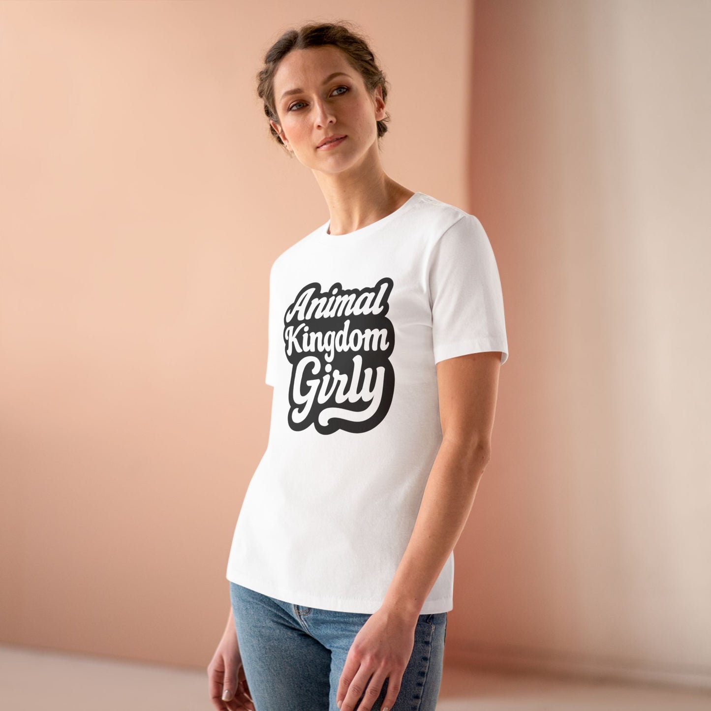 Nature's Kingdom Girly Women's Cotton Tee - Cute Casual T-Shirt, Gift for Animal Lovers, Girly Apparel, Nature Shirt, Sustainable Fashion