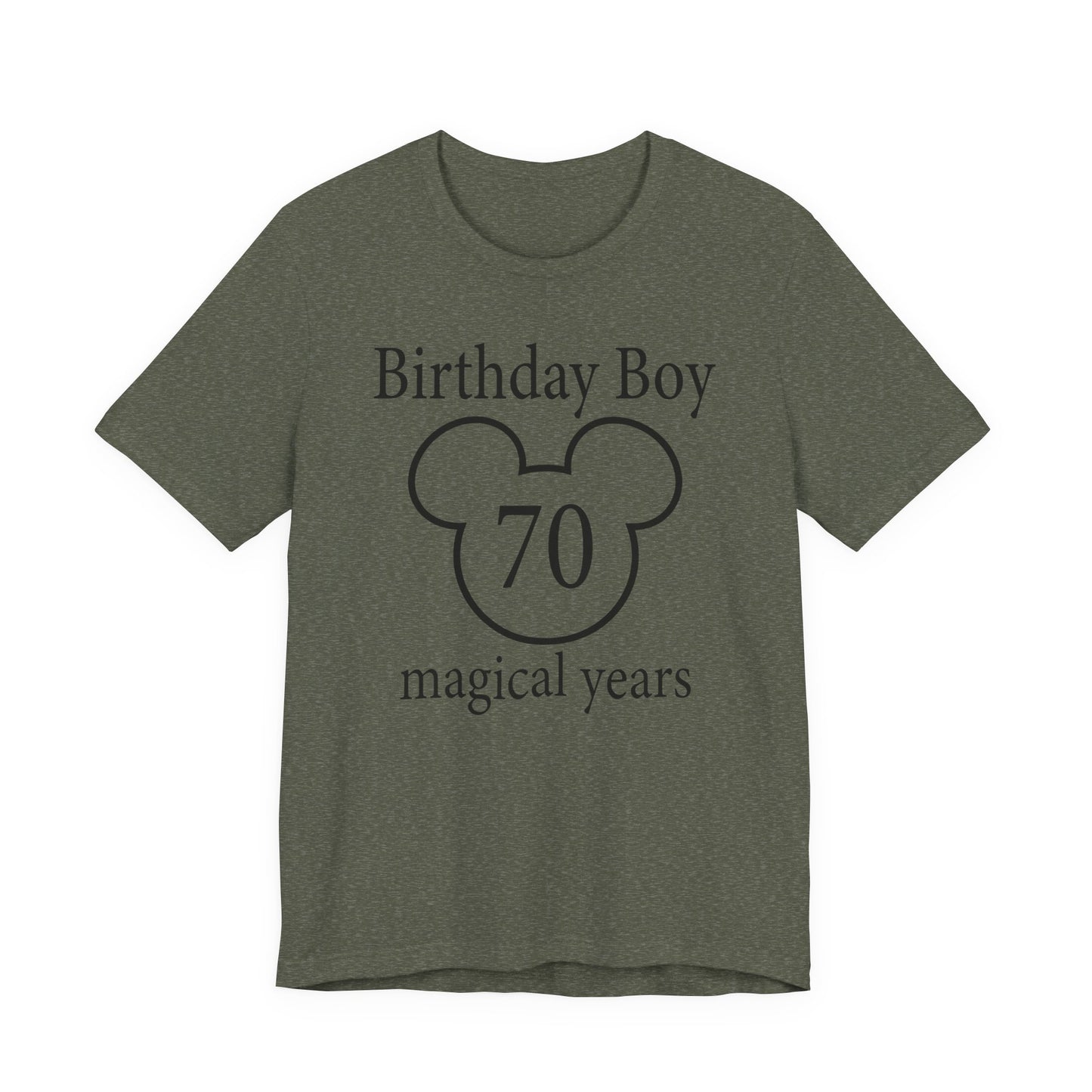 Magical 70th Birthday Boy Tee, Birthday T-shirt, Party Wear, Gift for 70th Birthday, Mouse Motif, Celebration Shirt, Theme Park-themed Gift
