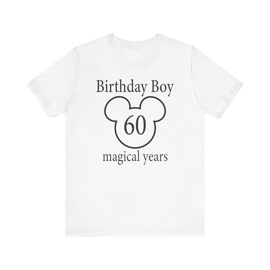 Magical 60th Birthday Boy Tee, Birthday T-shirt, Party Wear, Gift for 60th Birthday, Mouse Motif, Celebration Shirt, Theme Park-themed Gift