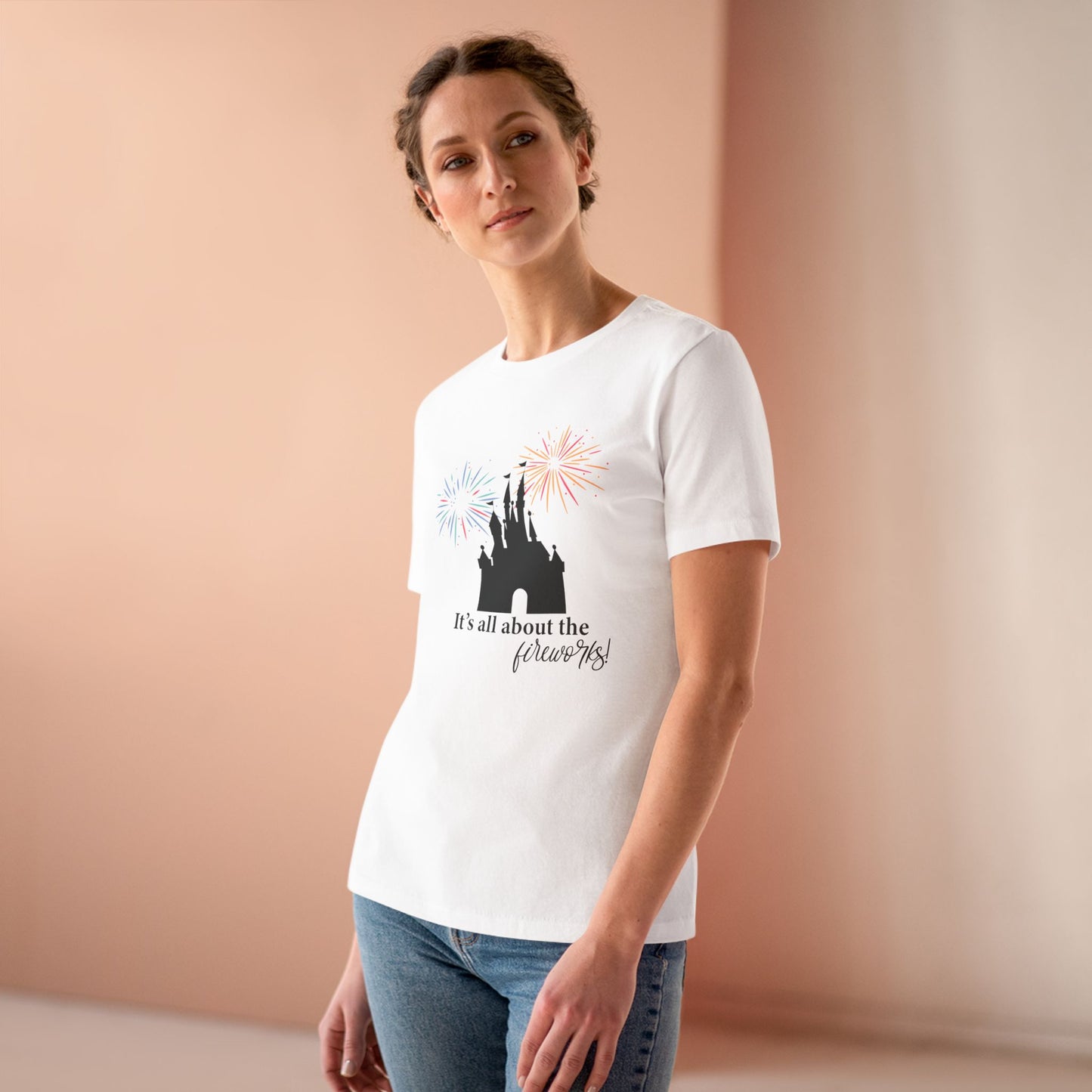 Women's Fireworks Magic Tee, Comfortable Cotton T-Shirt, Perfect for Theme Parks, Casual Wear, Summer Fun, Fireworks