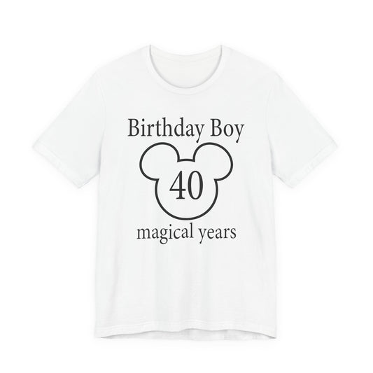 Magical 40th Birthday Boy Tee, Birthday T-shirt, Party Wear, Gift for 40th Birthday, Mouse Motif, Celebration Shirt, Theme Park-themed Gift