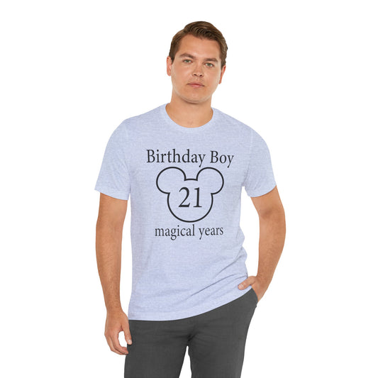 Magical 21st Birthday Boy Tee, Birthday T-shirt, Party Wear, Gift for 21st Birthday, Mouse Motif, Celebration Shirt, Theme Park-themed Gift