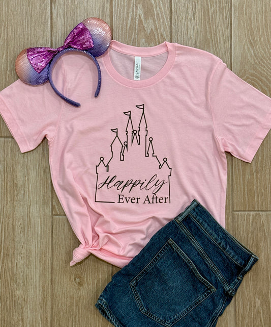 Happily Ever After Tee, Romantic Gift, Theme Park Inspired Shirt, Wedding Celebration Apparel, Casual Fairy Tale Top, Castle Lover Tee