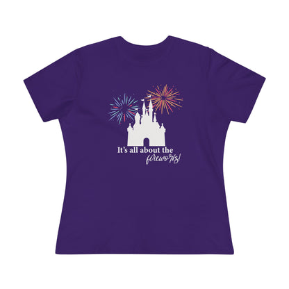 Women's Fireworks Magic Tee, Comfortable Cotton T-Shirt, Perfect for Theme Parks, Casual Wear, Summer Fun, Fireworks