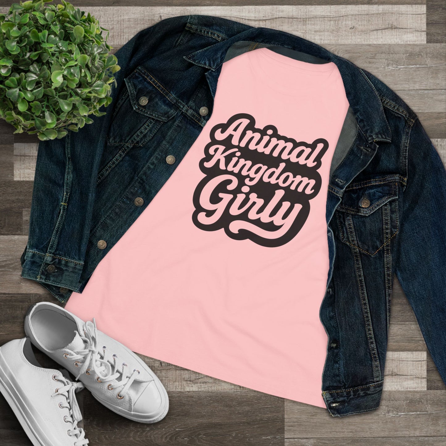 Nature's Kingdom Girly Women's Cotton Tee - Cute Casual T-Shirt, Gift for Animal Lovers, Girly Apparel, Nature Shirt, Sustainable Fashion