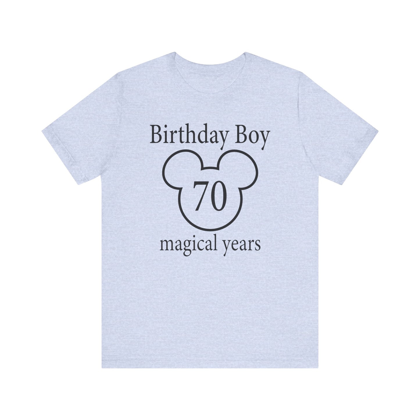 Magical 70th Birthday Boy Tee, Birthday T-shirt, Party Wear, Gift for 70th Birthday, Mouse Motif, Celebration Shirt, Theme Park-themed Gift