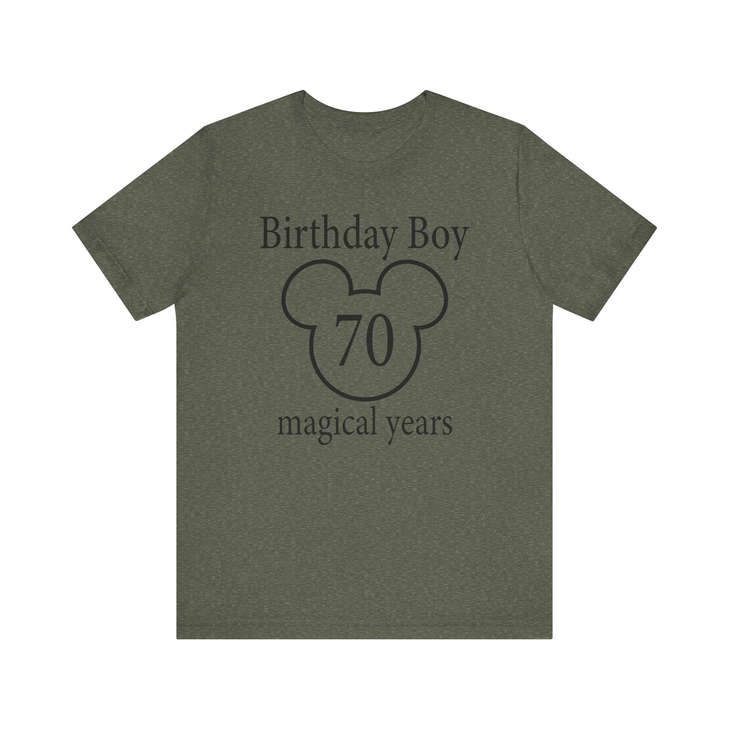 Magical 70th Birthday Boy Tee, Birthday T-shirt, Party Wear, Gift for 70th Birthday, Mouse Motif, Celebration Shirt, Theme Park-themed Gift