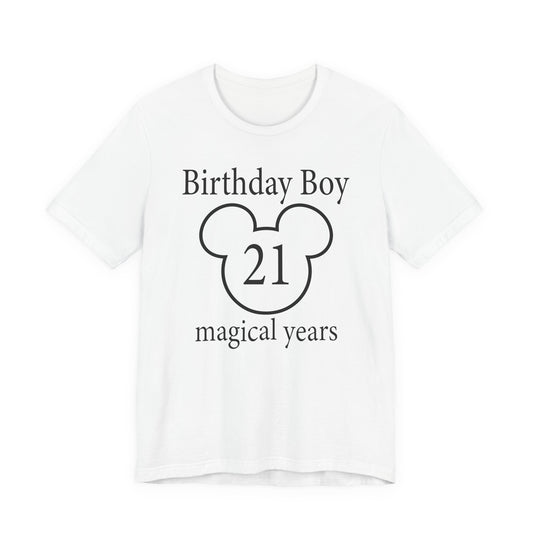 Magical 21st Birthday Boy Tee, Birthday T-shirt, Party Wear, Gift for 21st Birthday, Mouse Motif, Celebration Shirt, Theme Park-themed Gift