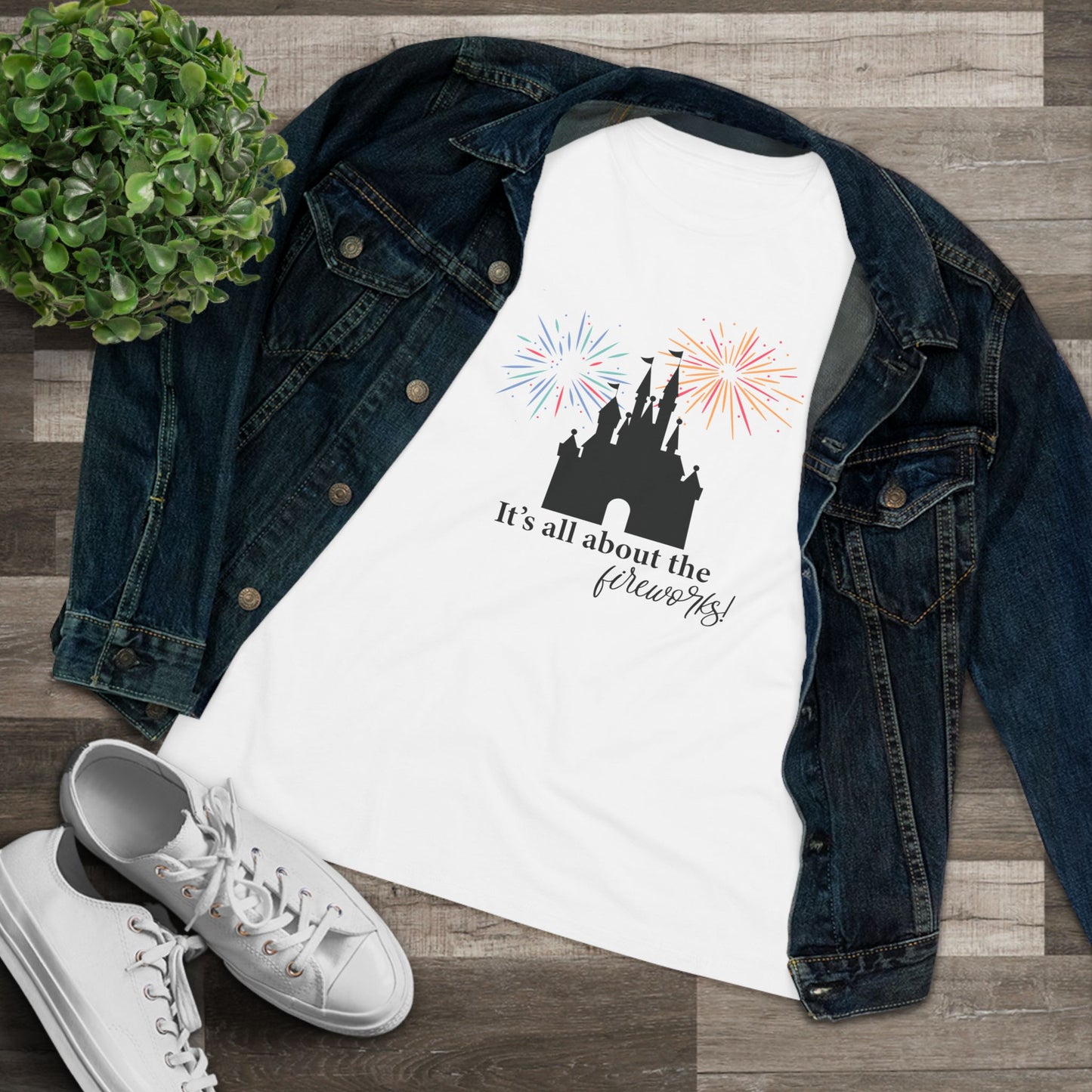 Women's Fireworks Magic Tee, Comfortable Cotton T-Shirt, Perfect for Theme Parks, Casual Wear, Summer Fun, Fireworks