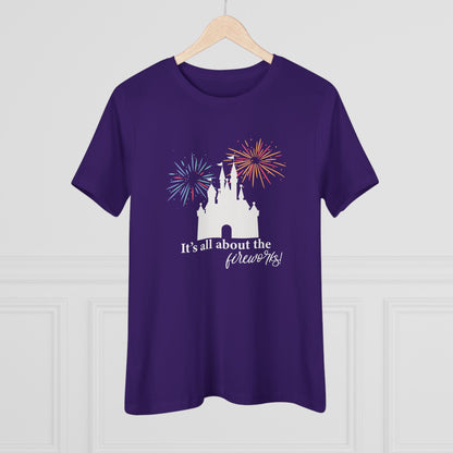 Women's Fireworks Magic Tee, Comfortable Cotton T-Shirt, Perfect for Theme Parks, Casual Wear, Summer Fun, Fireworks