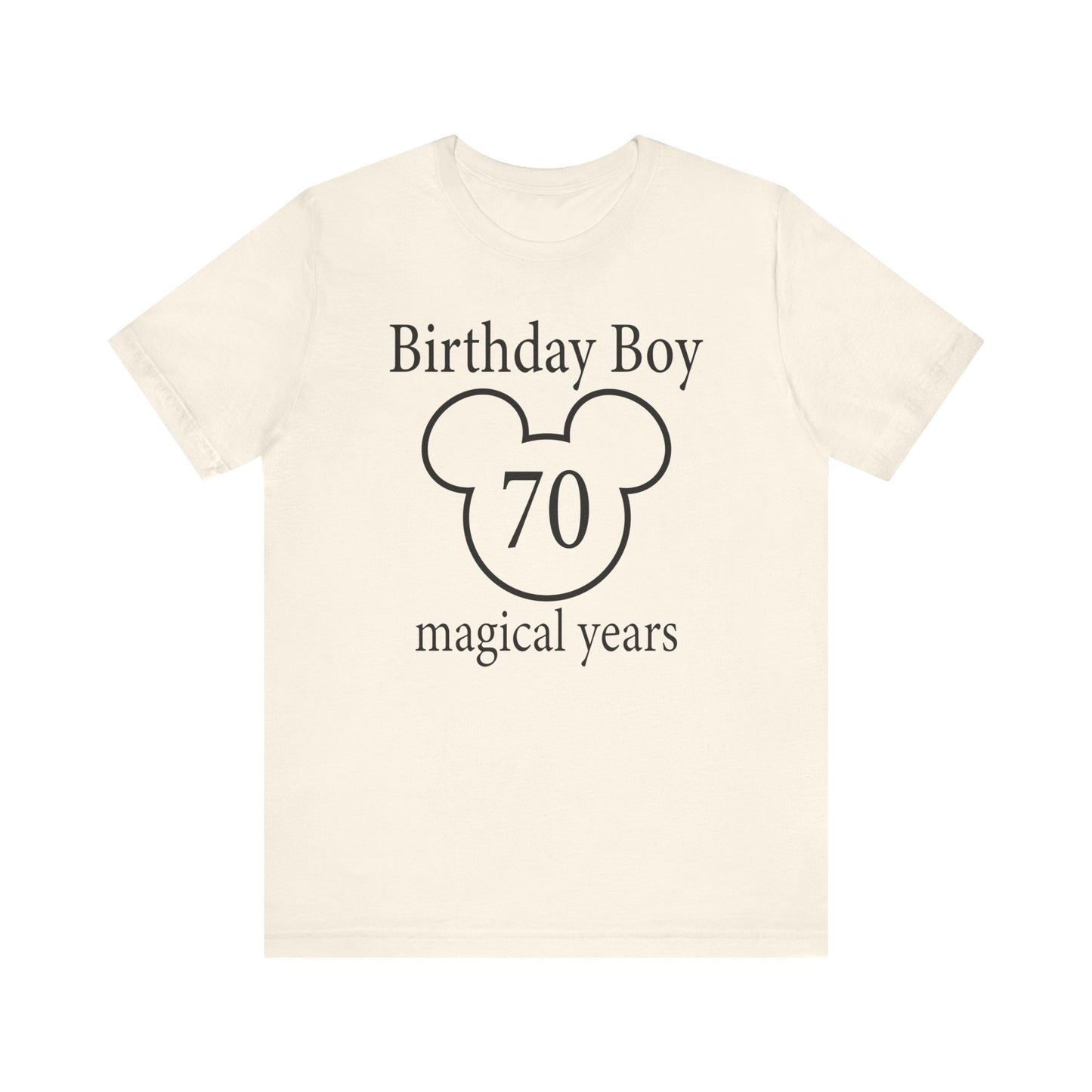 Magical 70th Birthday Boy Tee, Birthday T-shirt, Party Wear, Gift for 70th Birthday, Mouse Motif, Celebration Shirt, Theme Park-themed Gift
