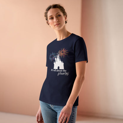 Women's Fireworks Magic Tee, Comfortable Cotton T-Shirt, Perfect for Theme Parks, Casual Wear, Summer Fun, Fireworks