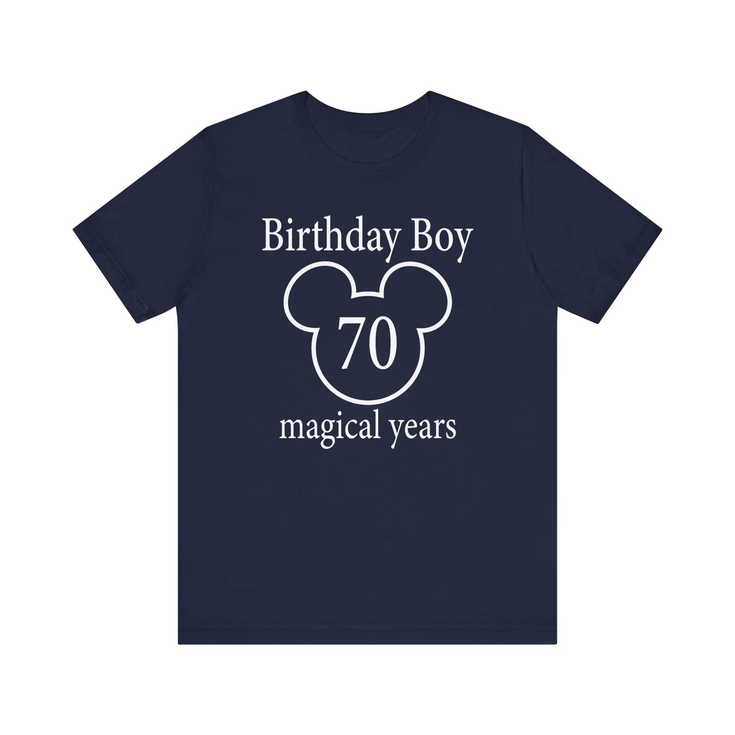 Magical 70th Birthday Boy Tee, Birthday T-shirt, Party Wear, Gift for 70th Birthday, Mouse Motif, Celebration Shirt, Theme Park-themed Gift