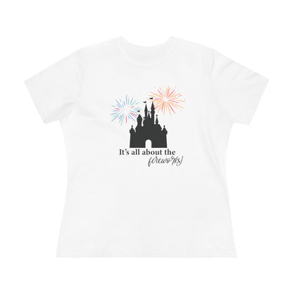 Women's Fireworks Magic Tee, Comfortable Cotton T-Shirt, Perfect for Theme Parks, Casual Wear, Summer Fun, Fireworks