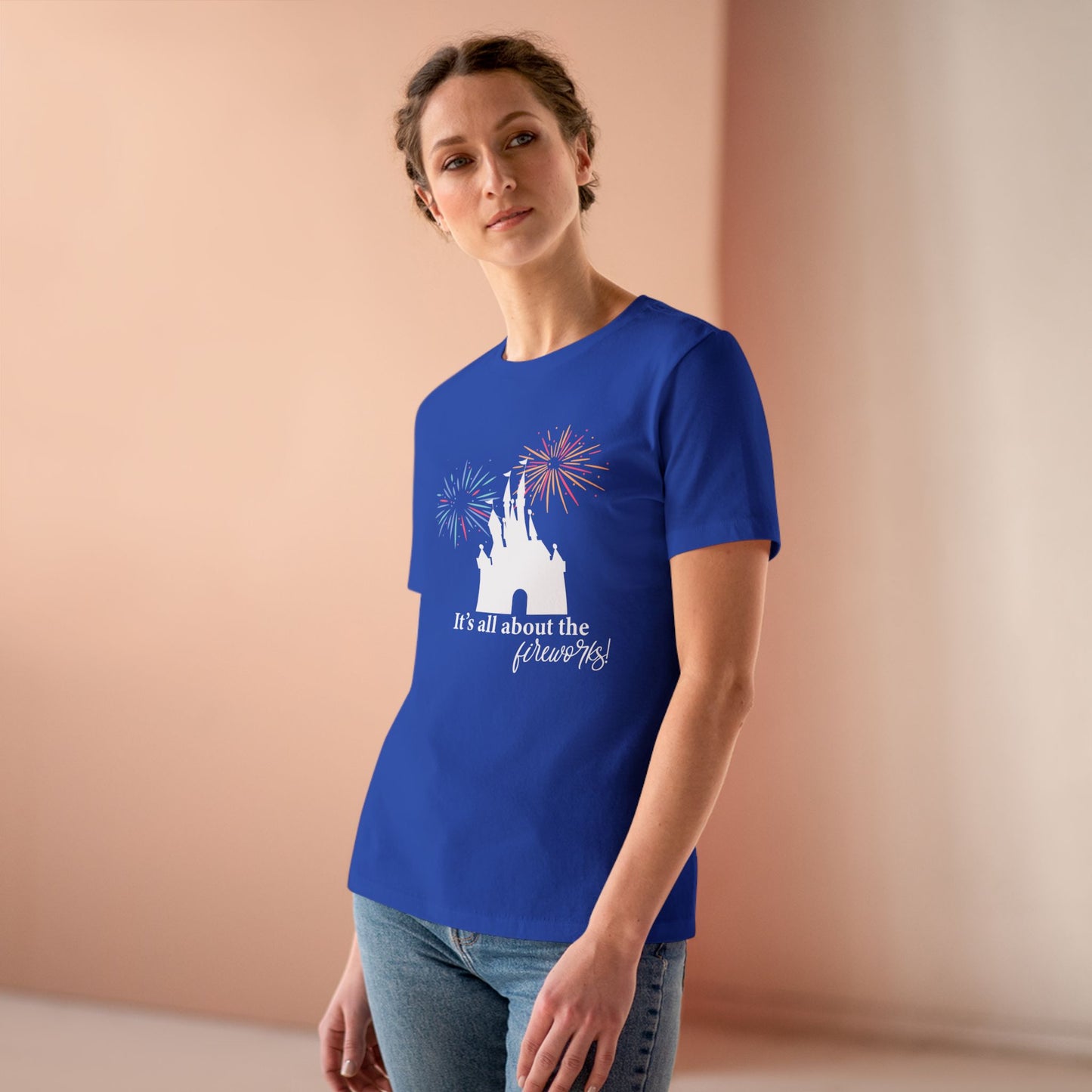 Women's Fireworks Magic Tee, Comfortable Cotton T-Shirt, Perfect for Theme Parks, Casual Wear, Summer Fun, Fireworks