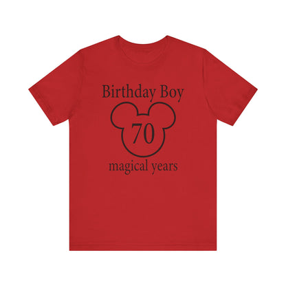 Magical 70th Birthday Boy Tee, Birthday T-shirt, Party Wear, Gift for 70th Birthday, Mouse Motif, Celebration Shirt, Theme Park-themed Gift