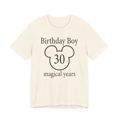 Magical 30th Birthday Boy Tee, Birthday T-shirt, Party Wear, Gift for 30th Birthday, Mouse Motif, Celebration Shirt, Theme Park-themed Gift