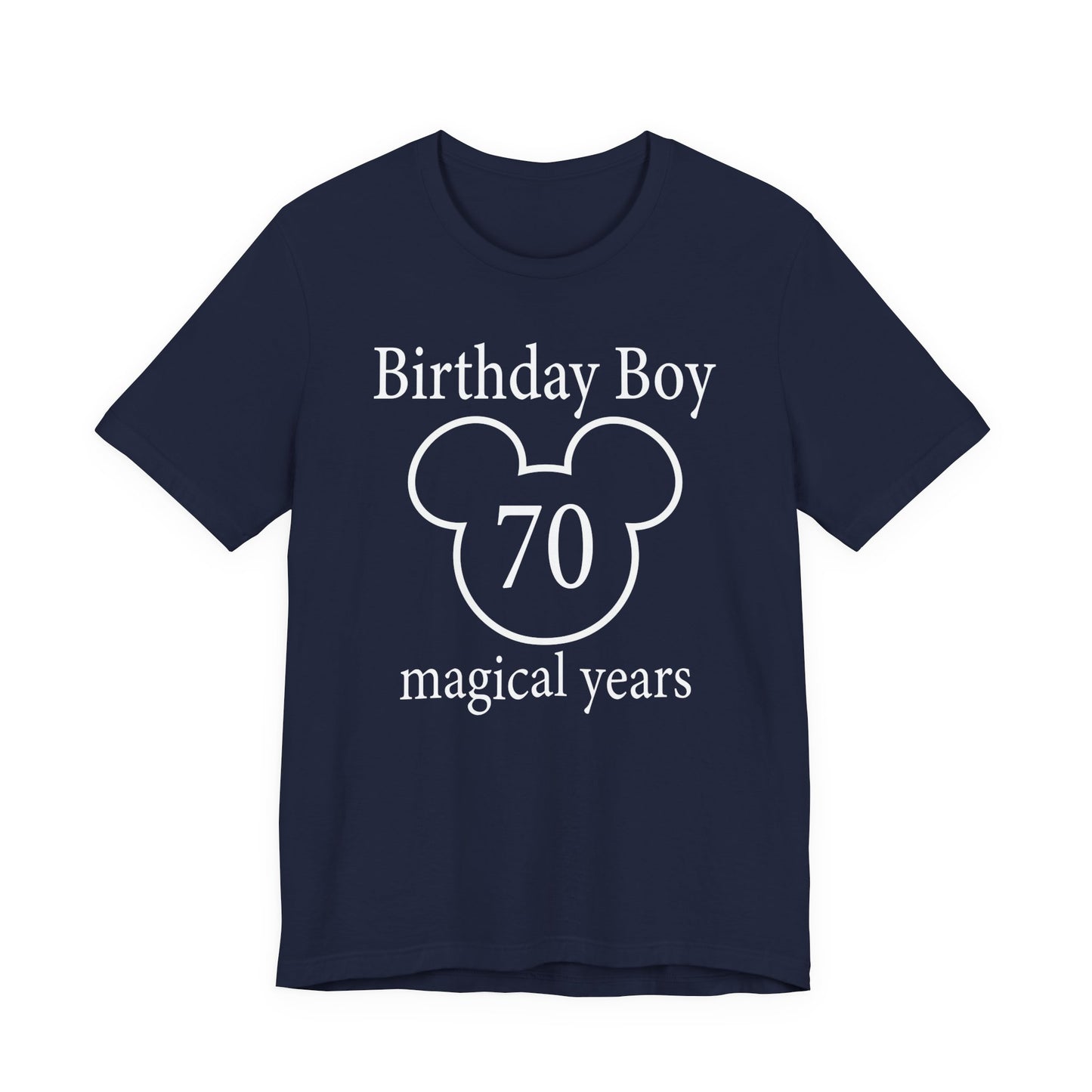 Magical 70th Birthday Boy Tee, Birthday T-shirt, Party Wear, Gift for 70th Birthday, Mouse Motif, Celebration Shirt, Theme Park-themed Gift