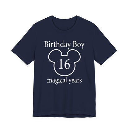 Magical 16th Birthday Boy Tee, Birthday T-shirt, Party Wear, Gift for 16th Birthday, Celebration Shirt, Mouse Motif, Theme Park-themed Gift