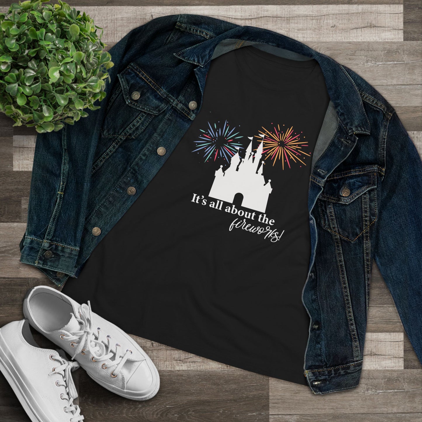 Women's Fireworks Magic Tee, Comfortable Cotton T-Shirt, Perfect for Theme Parks, Casual Wear, Summer Fun, Fireworks