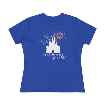 Women's Fireworks Magic Tee, Comfortable Cotton T-Shirt, Perfect for Theme Parks, Casual Wear, Summer Fun, Fireworks