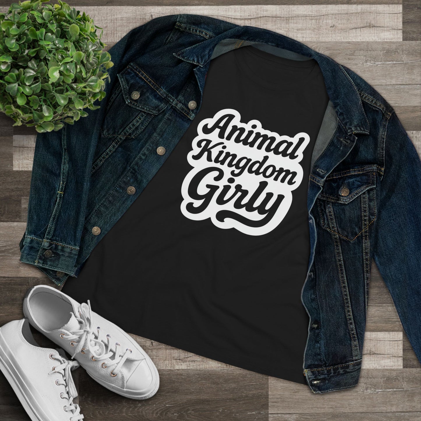 Nature's Kingdom Girly Women's Cotton Tee - Cute Casual T-Shirt, Gift for Animal Lovers, Girly Apparel, Nature Shirt, Sustainable Fashion